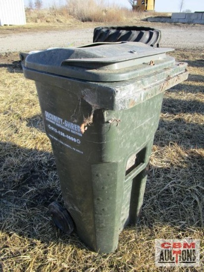 Green Plastic Trash Can On Wheels With Lid