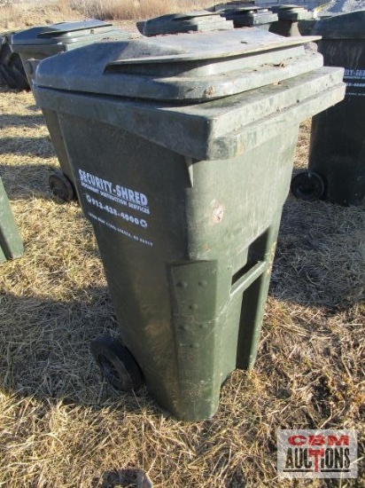 Green Plastic Trash Can On Wheels With Lid