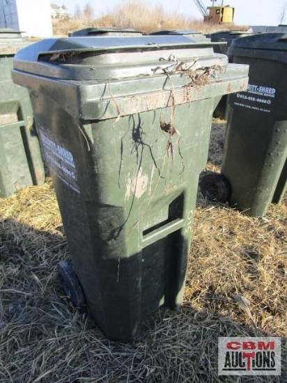 Green Plastic Trash Can On Wheels With Lid
