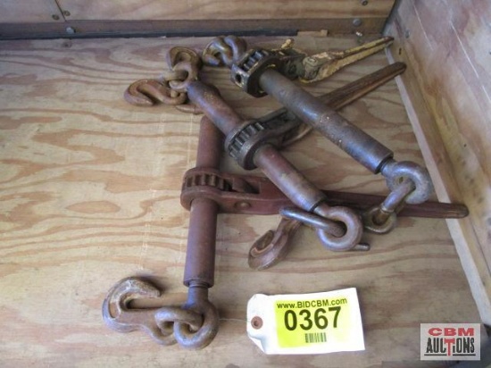 3 Ratcheting Chain Binders, Oiled Up And Work Smooth