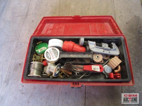 Tool Box Full Of Copper Fittings, Cutters And Sweating Supplies