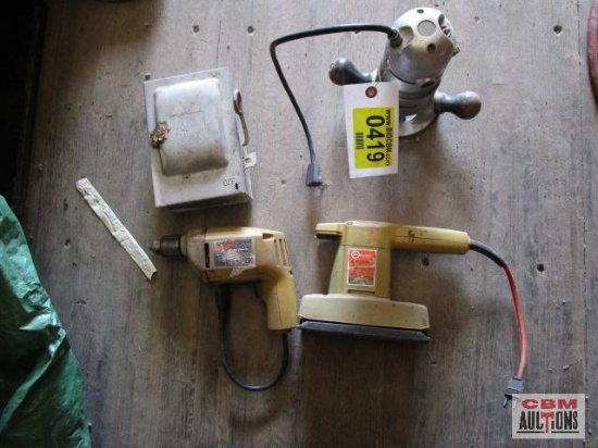 Black & Decker Drill, Black & Decker Sander, Stanley Router And Electric Disconnect...