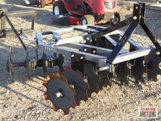 New Demo Titan Implement 5' 3 Pt Disk Harrow... M# 7116 S #83696 Horsepower: 25 - 40 Cutting Width: 