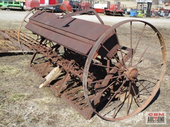 Antique...Steel Wheel McCormick Deering...Horse Drawn Wheat Drill