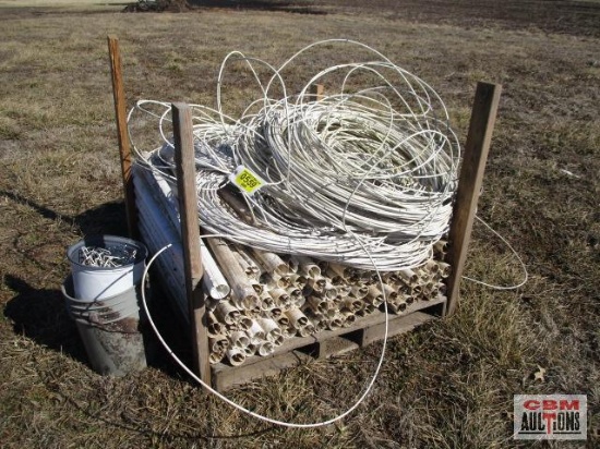 Approx 100 PVC Horse Fence Post Covers And 5,000' Of Wire