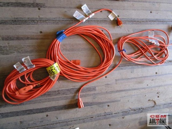 3 Orange Extension Cords, near new