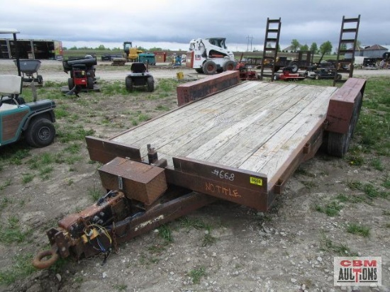 82"x16' Flatbed tandem axle trailer, flip up ramps, 8 bolt wheels, pintle hitch, surge brake