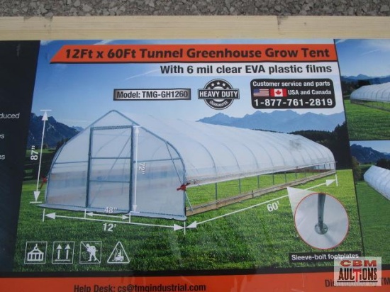 Unused TMG-GH1260 12?x 60' Tunnel Greenhouse Grow Tent 6mm Clear EVA Plastic Cover with Hand Crank