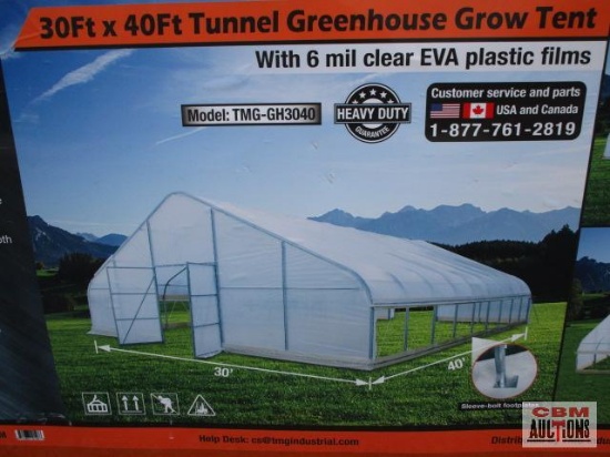 Unused TMG-GH3040 30'x 40' Tunnel Greenhouse Grow Tent 6mm Clear EVA Plastic Cover with Hand Crank