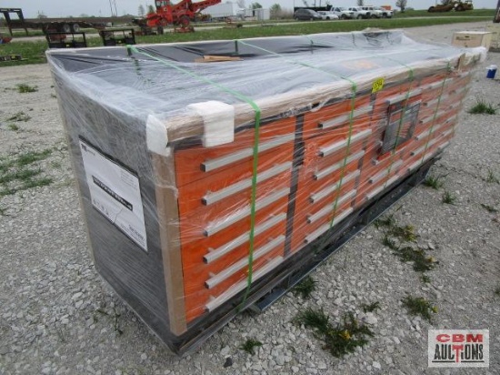 Unused TMG-WB30D 10-ft 30-Drawer Heavy Duty Workbench with keyed-alike locks Overall size: L112-3/8"