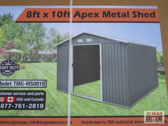 Unused TMG-MS0810 8ft x 10ft Galvanized Metal Shed Electro-galvanized steel for corrosion resistance