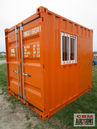 Unused TMG-SC09 9-ft Site Storage Steel Container Office with window and man door Side man door Side