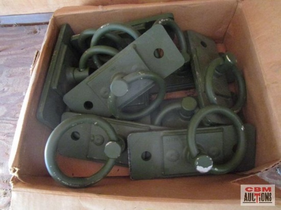 Box of green steel D-rings with steel mounting plate