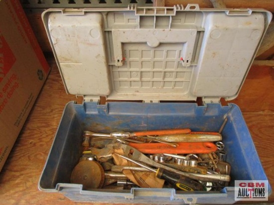 Blue plastic tool of mixed hand tools