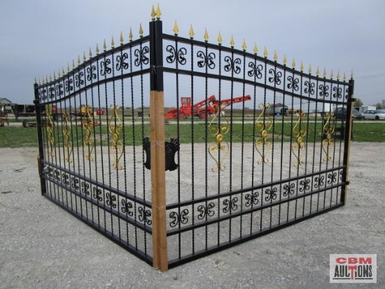 Unused TMG-MG20 20' Heavy Duty Bi-Parting Wrought Iron Driveway Gate Shipping DIMS: 116'' x 2'' x