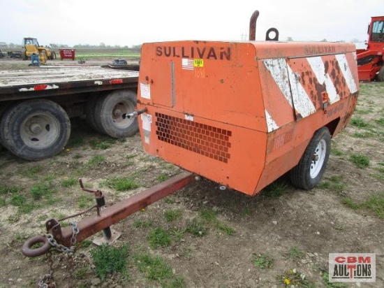 Sullivan portable air compressor M# D1850JD5 185cfm, John Deere diesel 4039, 2,214 hrs, 3/4' air