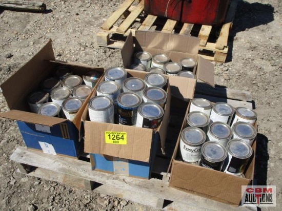 4 Boxes of Pint Sized Paint Cans, Mostly White