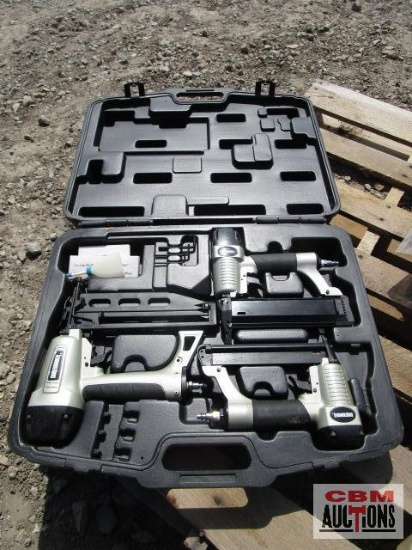 Surebonder Air Nail Gun Set in Black Case, includes 2 1/2" Finish Nailer Model 9755, Staple Gun