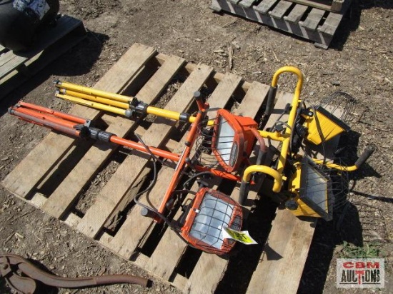 2 - Halogen shop lights on stands...