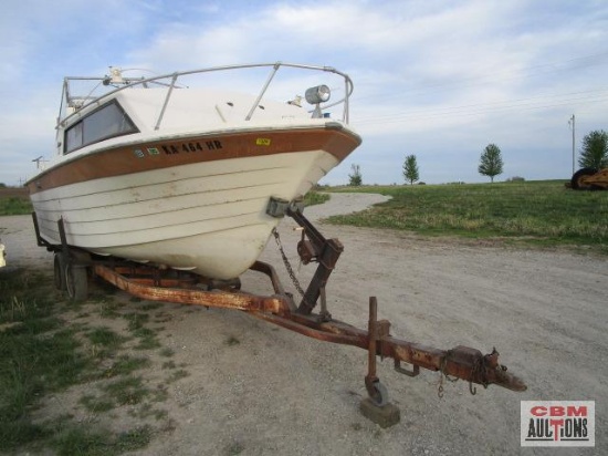 Thompson boat M# 259 1/0 cabin boat, 235 OMC motor, with trailer, NO titles
