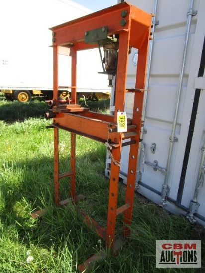 12 Ton shop press, jack is on a rolling trolley slide - orange