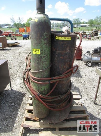Portable cutting torch with oxygen and acetylene...bottles and rolling cart