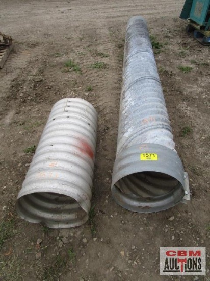 15" Corrugated metal pipe 12' long with band clamp and a cut off piece