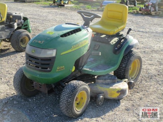 John Deere Riding Lawn Mower L120 Automatic, Kohler Command 23 Engine, 626 hours, 48" Deck, Seller