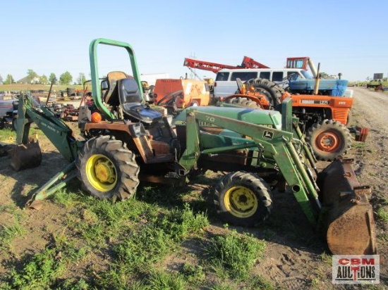 John Deere 855 compact tractor, yanmar diesel, 1,998 hrs, MFWD, 4x4, 3pt cat 1, 540 pto, John Deere