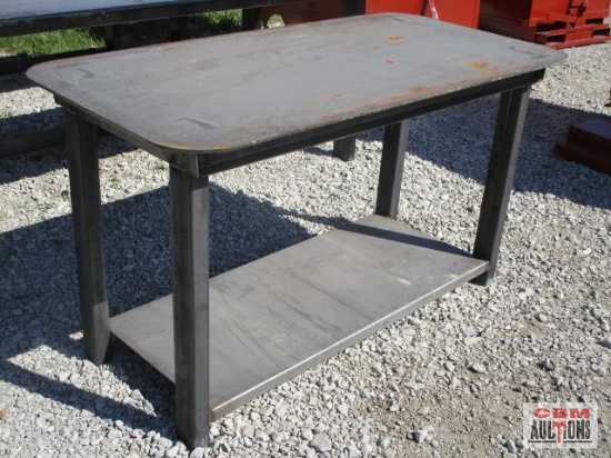 30" x 57" x 5/16" steel welding table bench with lower shelf weighs #250