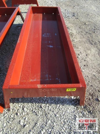 Steel cattle livestock feed bunk 30" x 90" x 7" deep with 3 drain holes on each end, 14 ga bottom