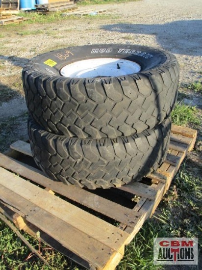 Pair of mud tires mounted on wheels ,LT315/75RR16, 8 bolt