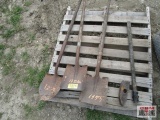 2 - Square shovels, 1 round shovels, 1 sledge hammer head with broke handle