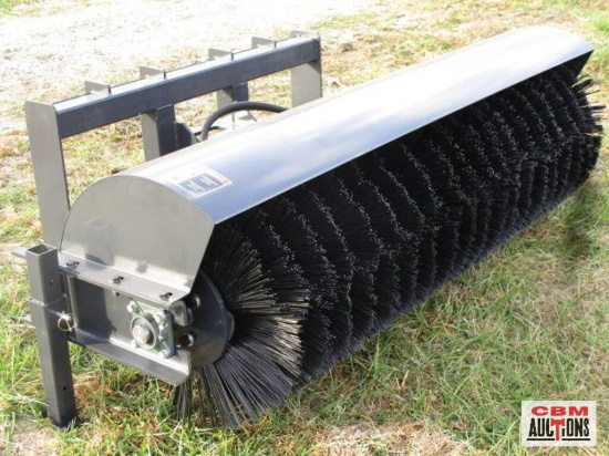 New 72" JCT manual angle skid steer sweeper broom with hoses & couplers