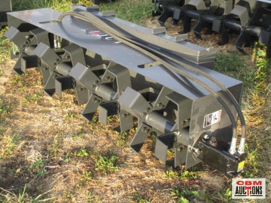 New 72" JCT skid steer hydraulic rotary tiller 4" cut depth, with hoses & couplers, direct drive