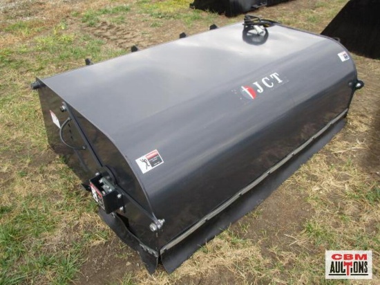 72" JCT skid steer pickup box broom sweeper, 26" brushes, direct drive motor with hoses & couplers