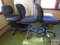 3 office chairs black with wheels *2
