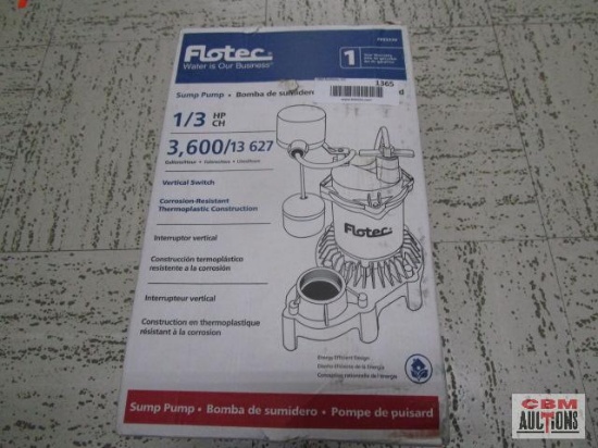 flotec 1/3 HP 3600 GPH sump pump