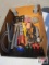 Assorted hand tools, estwing roofing hammers, tin snips, 2- string lines, Dewalt bits, Malco C5 pipe