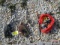 3 fuel nozzles and bag of electric fence parts