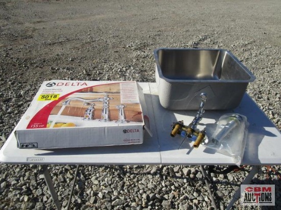 Stainless steel utility sink 15"x17.5", with Delta faucet *D