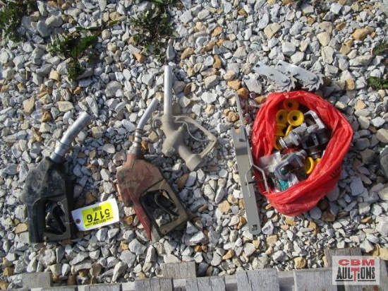 3 fuel nozzles and bag of electric fence parts