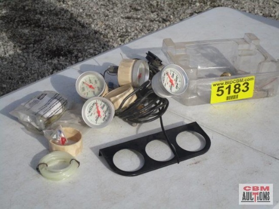 Assorted performance gauges and parts, volts, water, temp, oil pressure