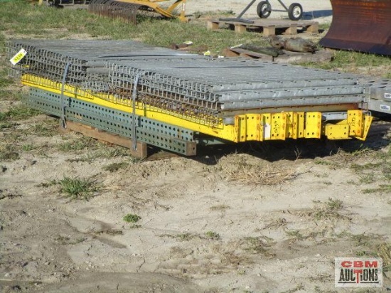 Pallet racking 2- 42" x 8' uprights, 10- 10" crossbars and wire shelves 10- 44"x52" and 4 -44"x16"