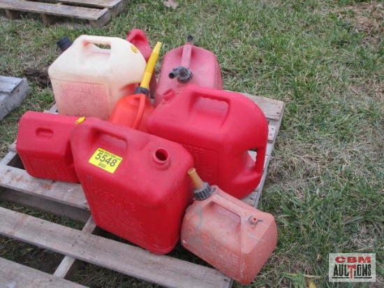Assorted plastic gas cans, all sizes