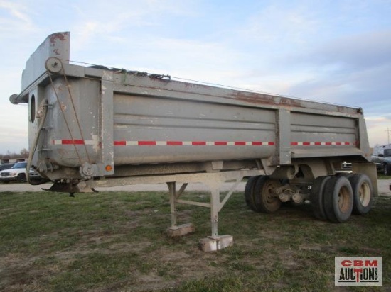 2001 Clement HL2623, 26' frame-less end dump trailer, air operated end gate, roll tarp, spring