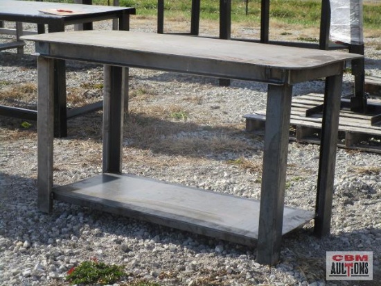 30" x 57" x 5/16" steel welding table bench with lower shelf weighs #250