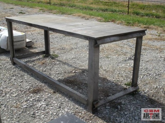 30"x 90" steel work bench 5/8" top weighs #607
