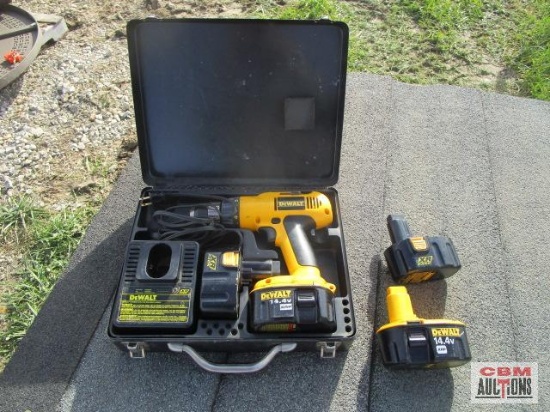 Dewalt 14.4 cordless drill, 3 batteries, charger and case, seller said batteries are a little weak