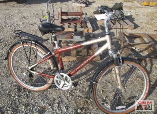 Raleigh mountain bike 26" wheels with trek rack, bell seat and shimano revo shift